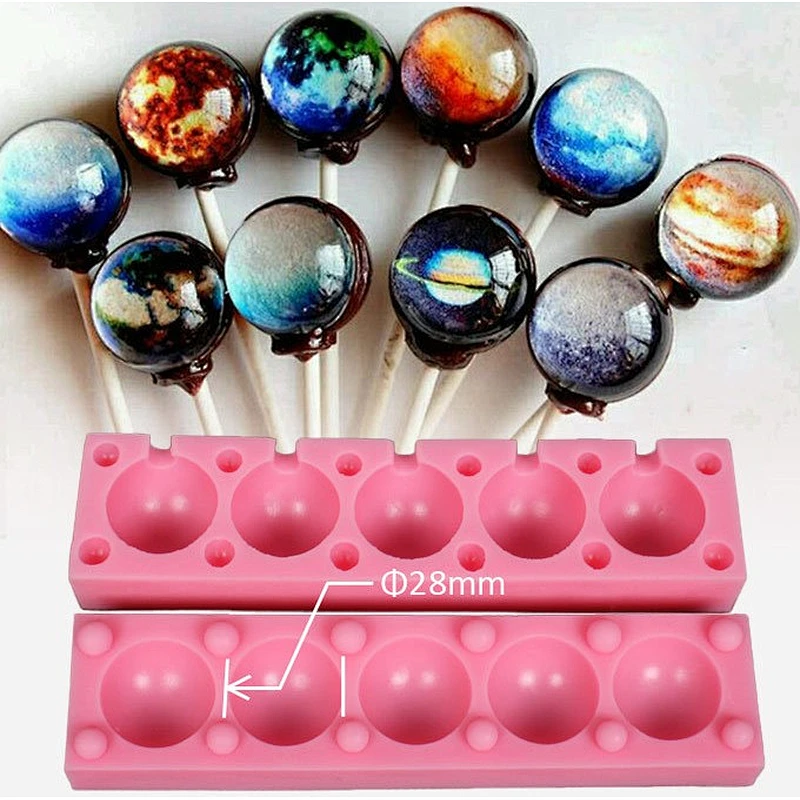 DIY Food Grade Silicone Baking Fondant Mould 5 Ball Star Lollipop Mould 28mm for Candy