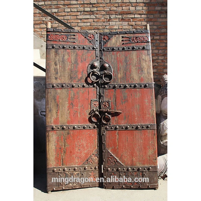 Chinese Antique Black Shanxi Recycle Elm Wood Folding Doors with frame