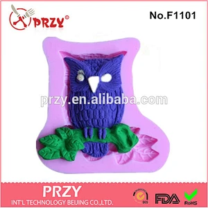 2015 hotsale fondant cake decor owl silicone mold