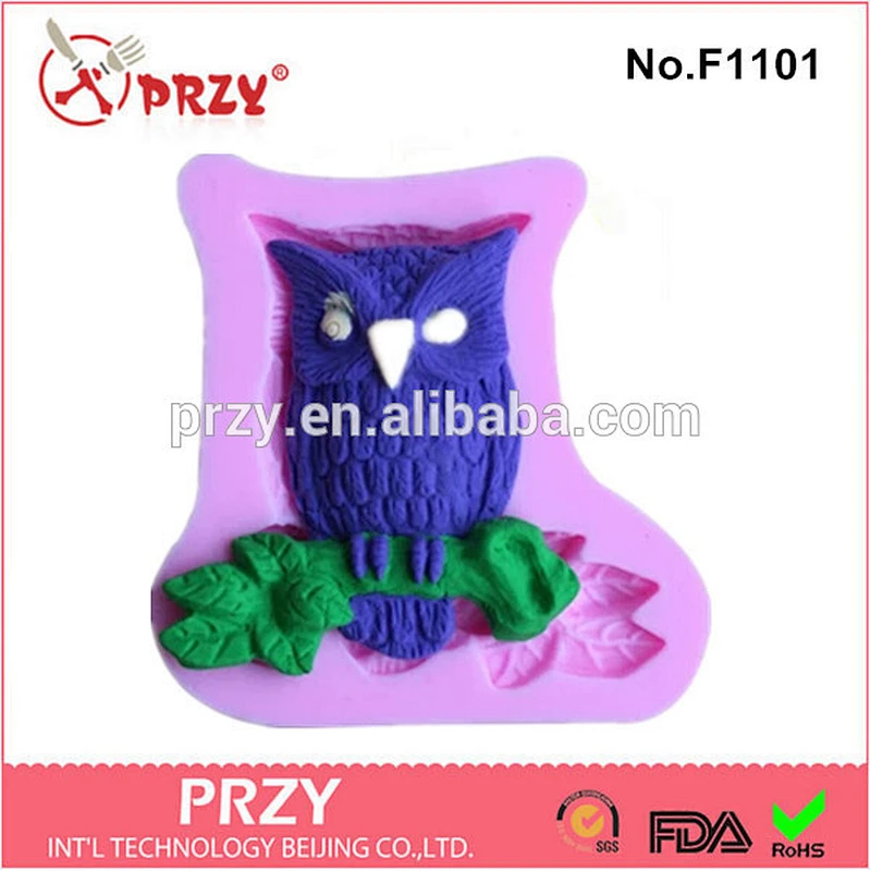 2015 hotsale fondant cake decor owl silicone mold