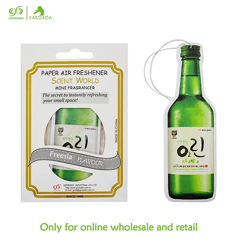 Beer shape automotive air freshener, high quality fragrance durable paper air freshener in stock