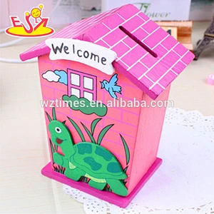 wholesale hottest sale wooden house piggy bank top popular wooden house piggy bank W02A024