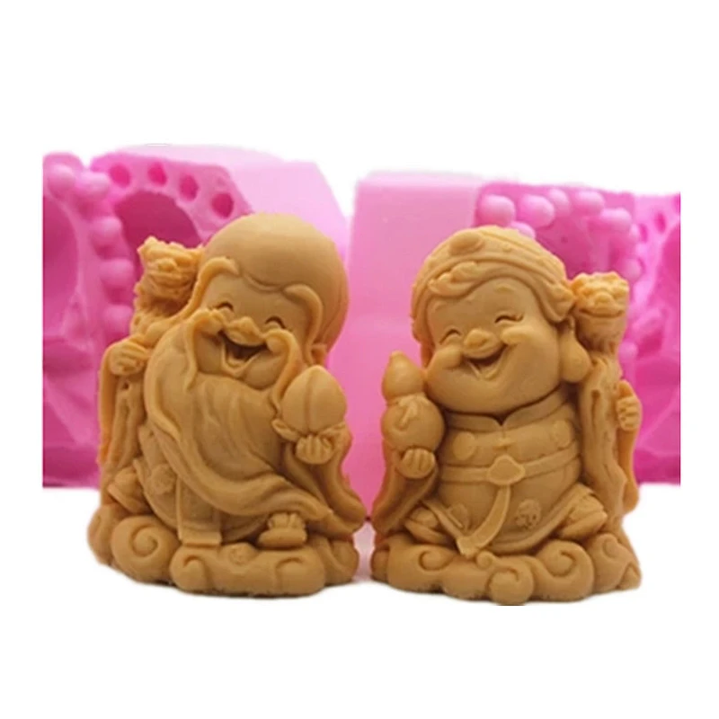 3D Laughing Buddha monk Candle Silicone molds 3D Buddha soap making mold