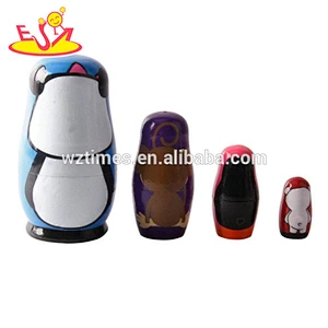 Wholesale cute home decoration wooden russian nesting doll set for toddlers W06D086