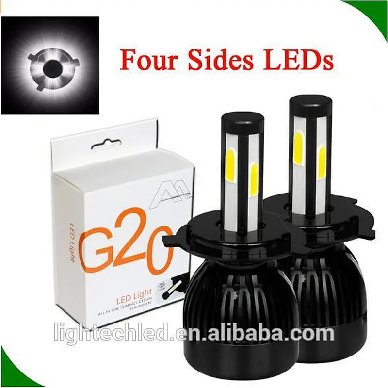 G20 COB 4 SIDE LED Car Headlight 80w H1 Motorcycle Led Driving Lights Auto Led Headlights H4