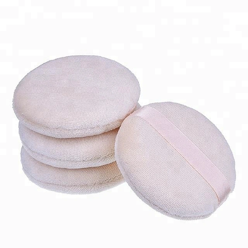 Customized Logo Makeup Blush Powder Puff With Silk Ribbon