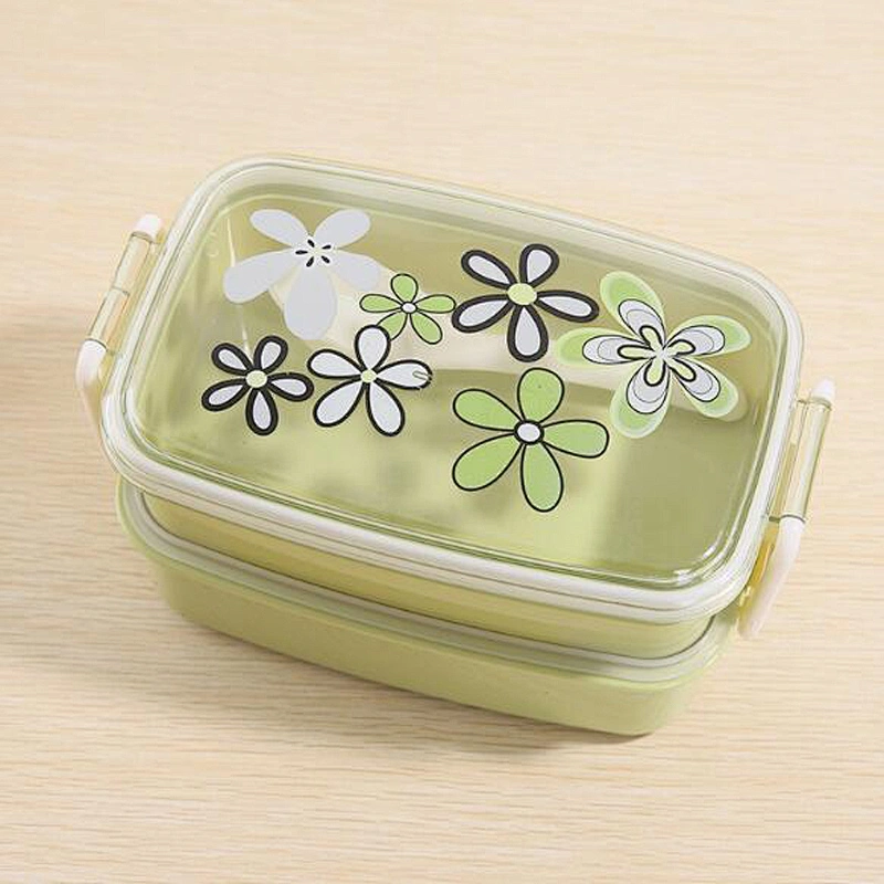 Free Sample Microwave Leakproof Food Container Plastic Bento with Compartment Customized Logo Double Layers Lunch Box