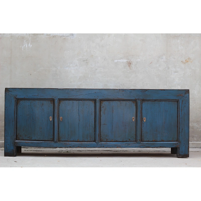 Retro Chinese Antique Style Asian Furniture Blue Cabinet