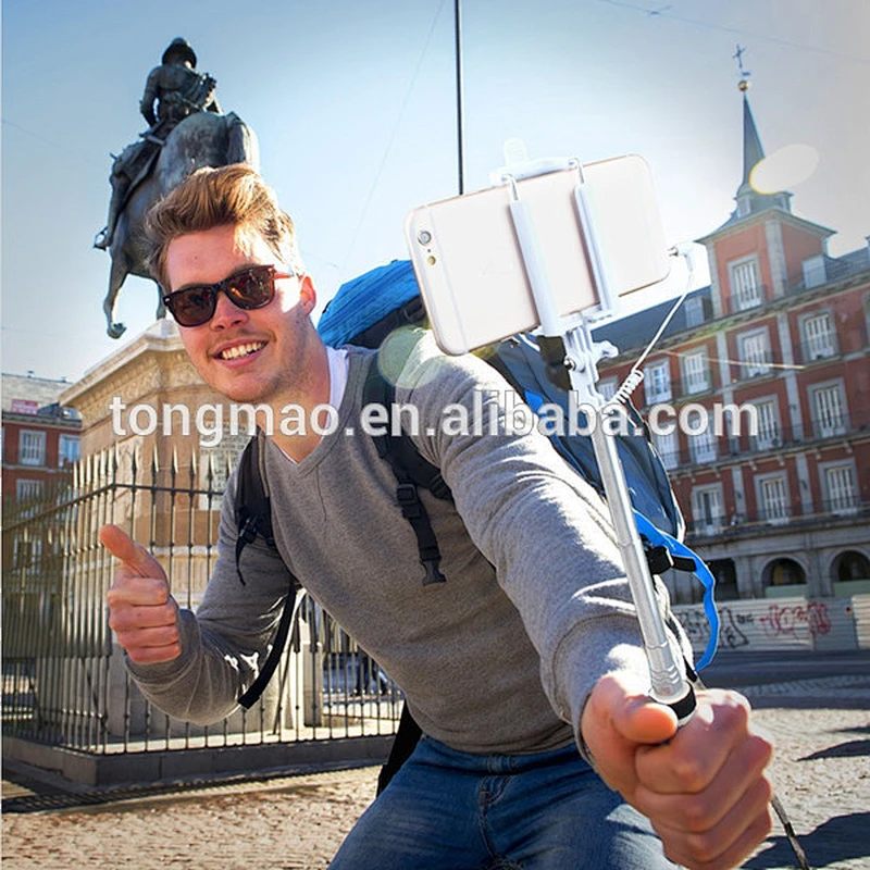 Universal Mini Pocket Size Cable Control Monopod Selfie Stick