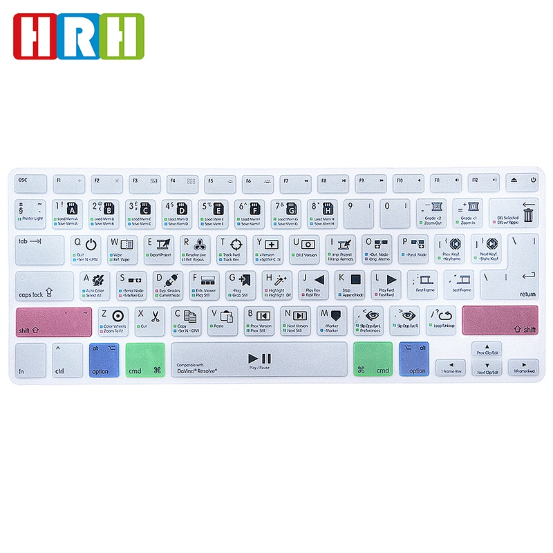 davinci Resolve Shortcut Silicon Keyboard Skin laptop skin protector for Macbook Pro 13