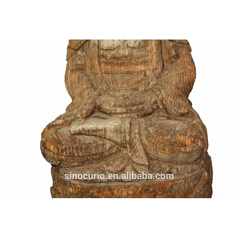 Antique Chinese Wood Sitting Buddha Statue