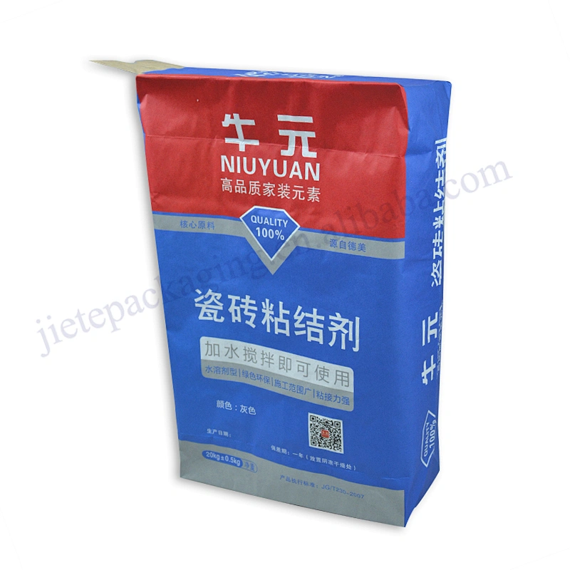 Empty multilayer white kraft paper cement packing bag dimension 38*40*10cm 20kg tile adhesive