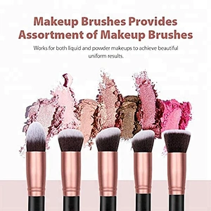 14 Pc Custom Rose Golden Black Makeup Brush Set