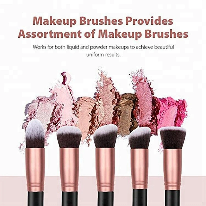 14 Pc Custom Rose Golden Black Makeup Brush Set