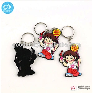New design custom 3d cartoon plastic rubber key ring pvc keychain