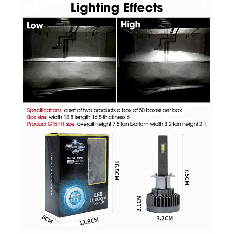 Lightech GT5 12-24v 36w 4000lm 9004 Led Headlight For All Car