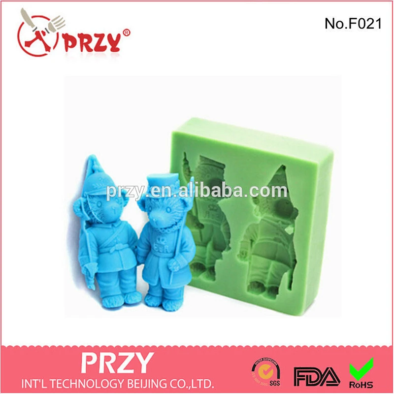 High quality couple bear cake decorating silicone fondant mold