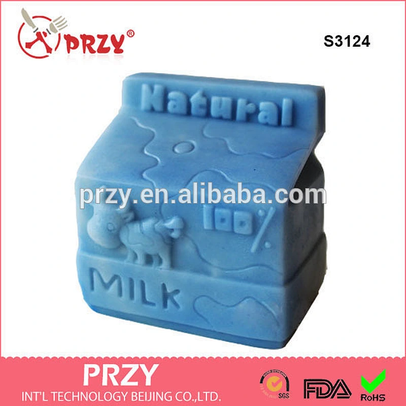 S3124 Wholesale Cheap Food Grade Custom Different Shape Half side shaped Milk Box Silicone Soap Mold