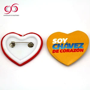 GOODADV printing custom heart badge button heart shape tin badge