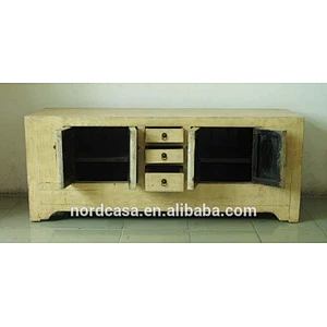 chinese antique reproduction furniture 3 drawer 4 door rustic natural cabinet