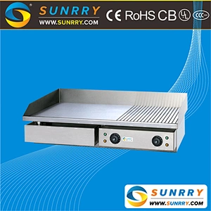 Price of commercial table-top 2/3 flat and 1/3 grooved electric vertical chicken grill pan machine