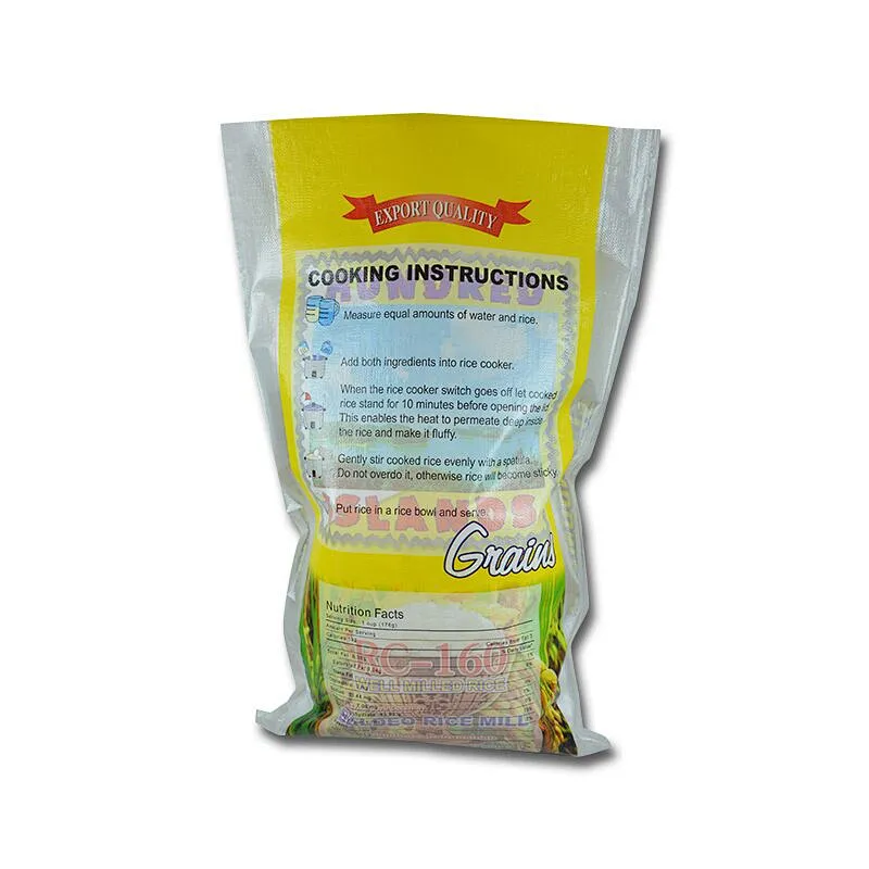 Customized wholesale50kg transparent plastic rice bag with color printing for flour, wheat packaging