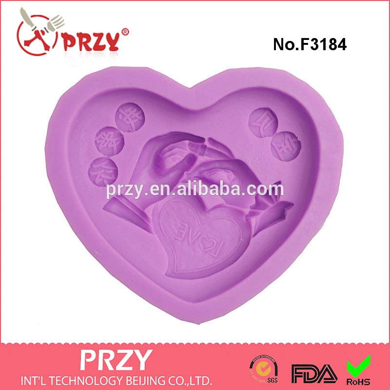 F3184 Large heart-shaped handmade chocolate mold silicone mold holding hands styling wedding gift