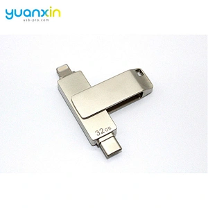 MFi Certificated Dual Port Metal OTG USB Flash Drive for iPhone and Type C