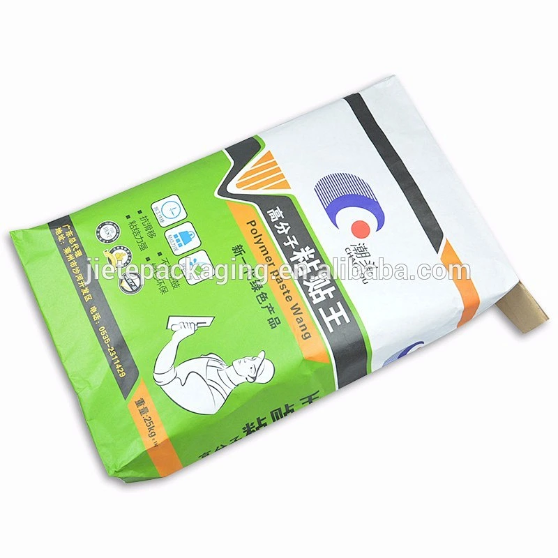 stand up 10kgs cement bag on valve made of white and brown kraft paper