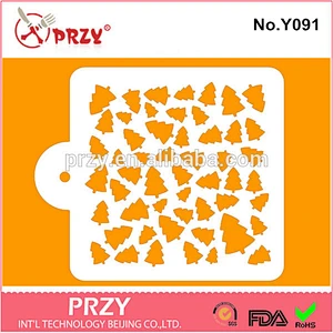Eco-friendly Y091 high quality christmas tree leaf plastic cookie stencil