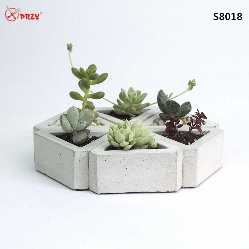 high quality 3D mini concrete vase mould silicone Triangle flower pot silicone molds concrete for sell