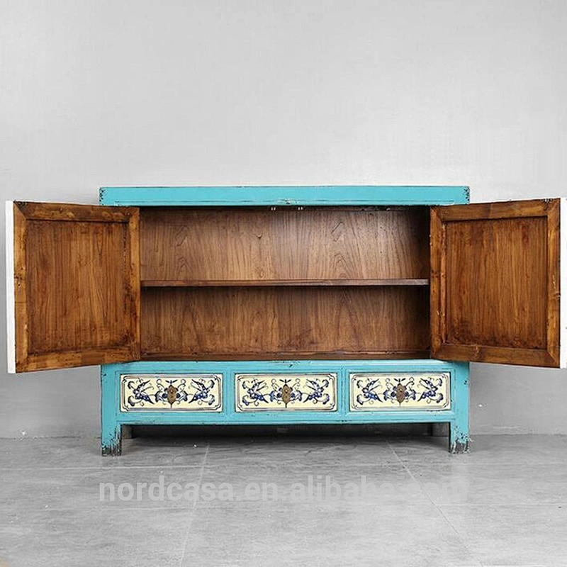 three drawer two door chinese antique style furniture hand painting living room cabinet