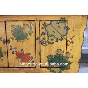 Asian Antique Vintage Hand Painted Mongolia Cabinet