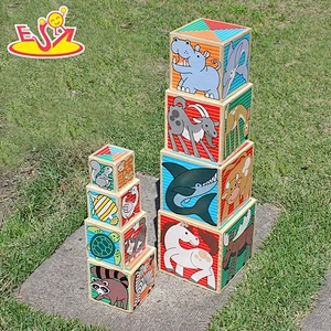 Non-toxic Creative children wooden stacking cubes toy for education W13D072
