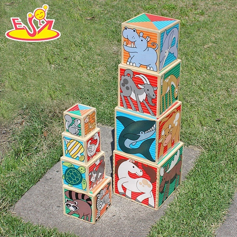 Non-toxic Creative children wooden stacking cubes toy for education W13D072