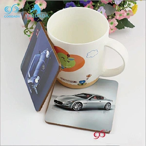 Factory custom coasters with MDF&cork backing and oil edge square shape