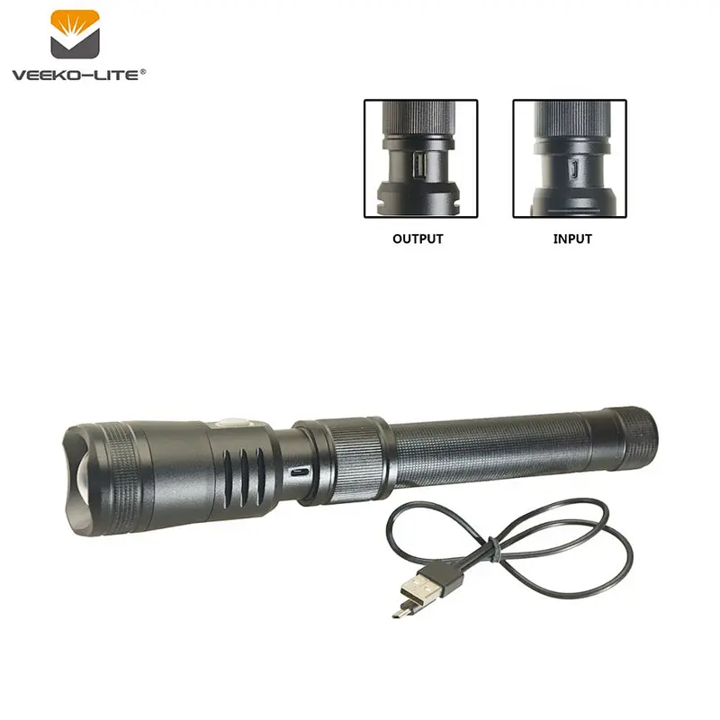 USB INPUT&OUTPUT ALUMINIUM FLASHLIGHT 1000 LUMENS 3.7V  4000MAh LI-ION RECHARGEABLE BATTERY TORCH