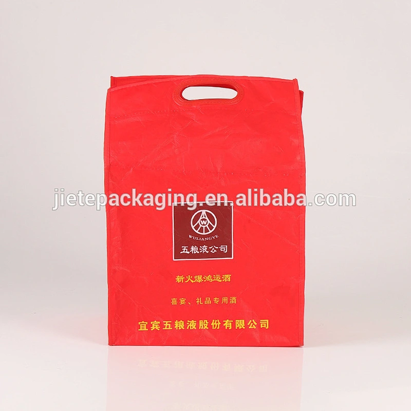 custom order promotional red pp non woven wine bag