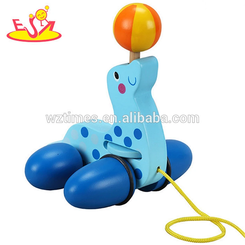 wholesale Educational wooden animal pull toy for Kids Games top quality Children Animal Wooden pull toy for promotion W05B110