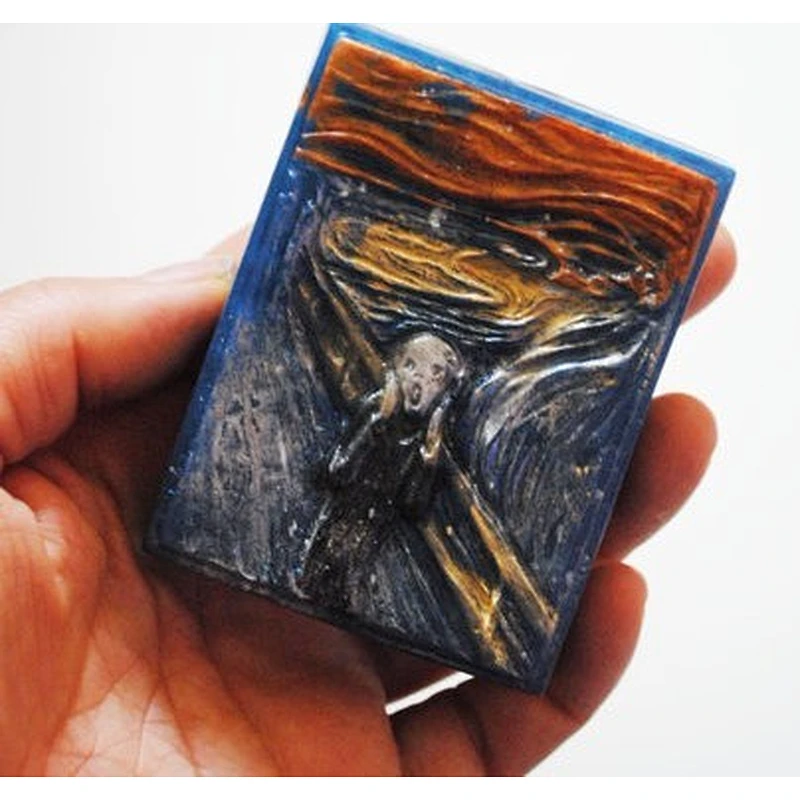 Handmade Inspired Creative The Scream Parody Soap Edvard Munch Stocking gift Soap Silicone Mold