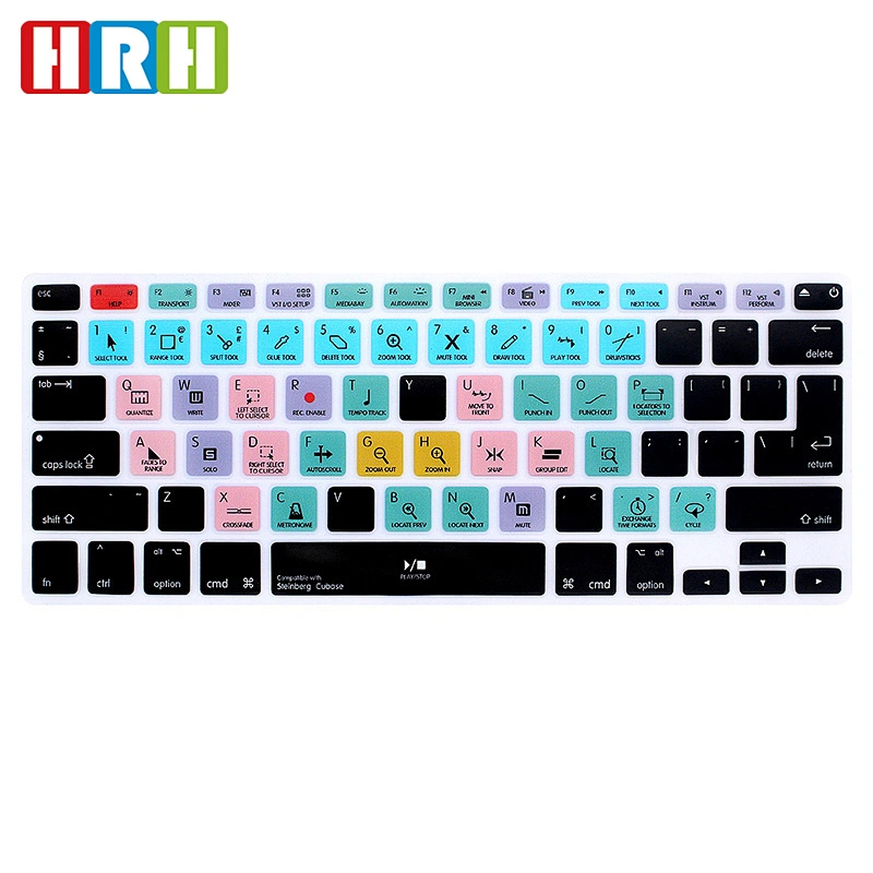 Custom Products Waterproof Steinberg Cubase Silicone odm shortcuts printer dust cover for mackbook pro keyboard cover