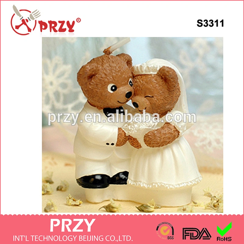 S3311 3d couple bear shape handmade shape mould candle silicone bride and bridegroom candle mold