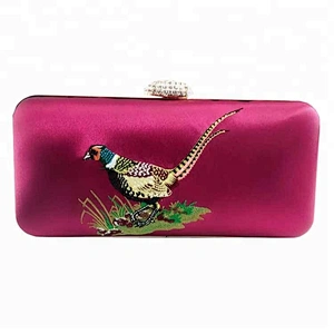 Customizable style and products embroidered pheasant elegant clutch bags