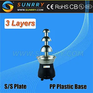 Mini chocolate fountain with 3 layers and PP plastic base commercial hot chocolate fountain machine (SUNRRY SY-CL3B)