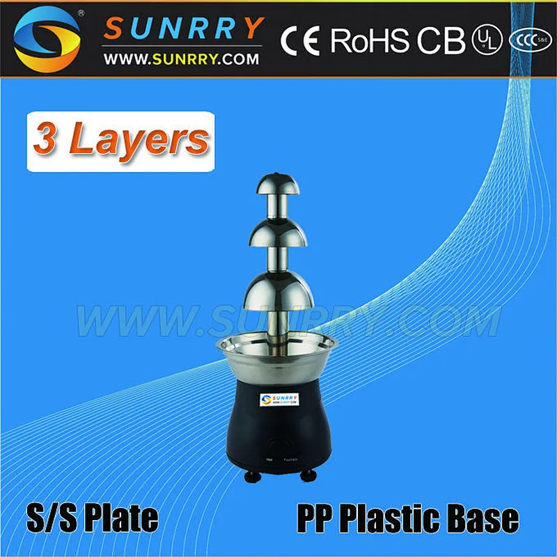 Mini chocolate fountain with 3 layers and PP plastic base commercial hot chocolate fountain machine (SUNRRY SY-CL3B)