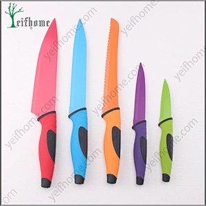 High quality stainless steel 5 pcs non-stick coating knife set
