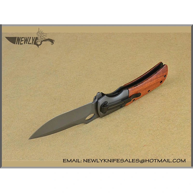 Tactical Utility Knife Wood Handle Pocket Knife