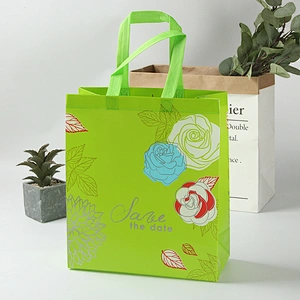 Green foldaway custom print big shopping bag