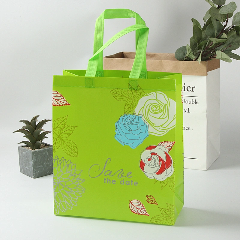 Green foldaway custom print big shopping bag