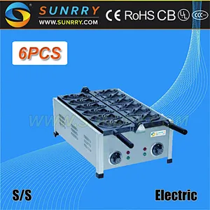 Automatic electric 6 pcs of mini fish snack machine waffle stick maker for sale